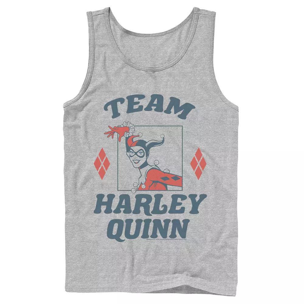 Men's Batman Team Harley Quinn Vintage Portrait Tank Top, Size: Large, Athletic Grey Product Image