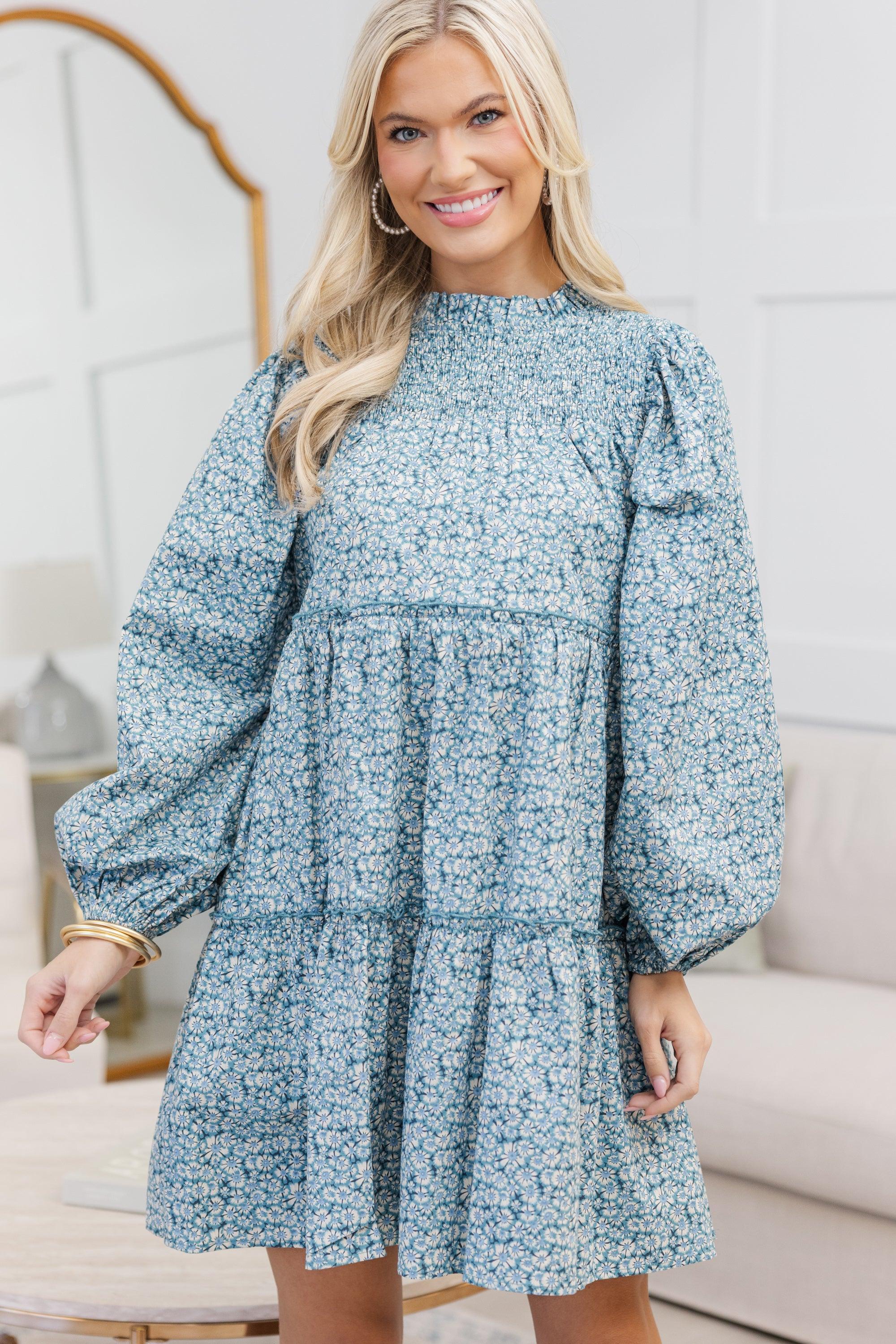 NURSING COLLECTION: Be Your Best Blue Ditsy Floral Babydoll Dress Female Product Image