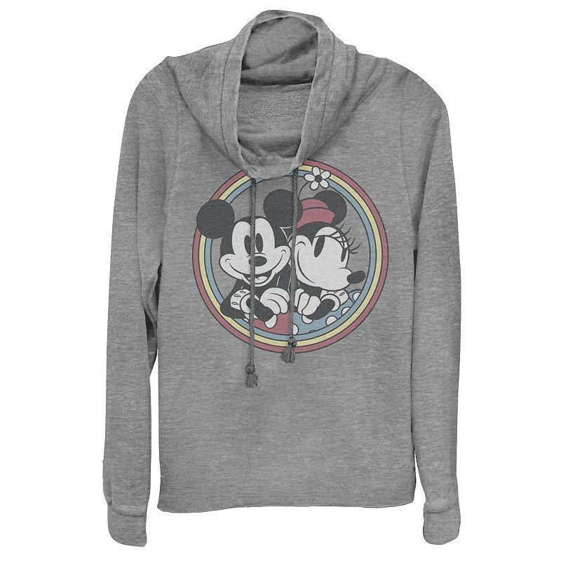 Disney's Mickey And Friends Juniors' Retro Cowlneck Graphic Lightweight Long Sleeve, Girl's, Size: Large, Gray Grey Product Image