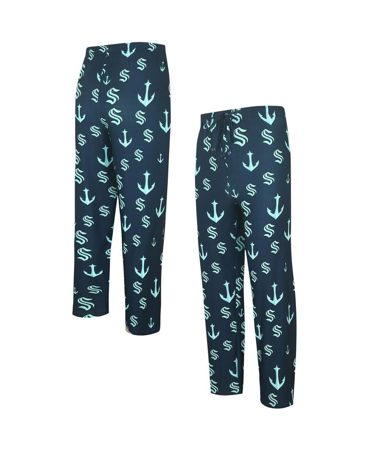 Mens Concepts Sport Navy Seattle Kraken Gauge Allover Print Knit Sleep Pants Krk Blue Product Image