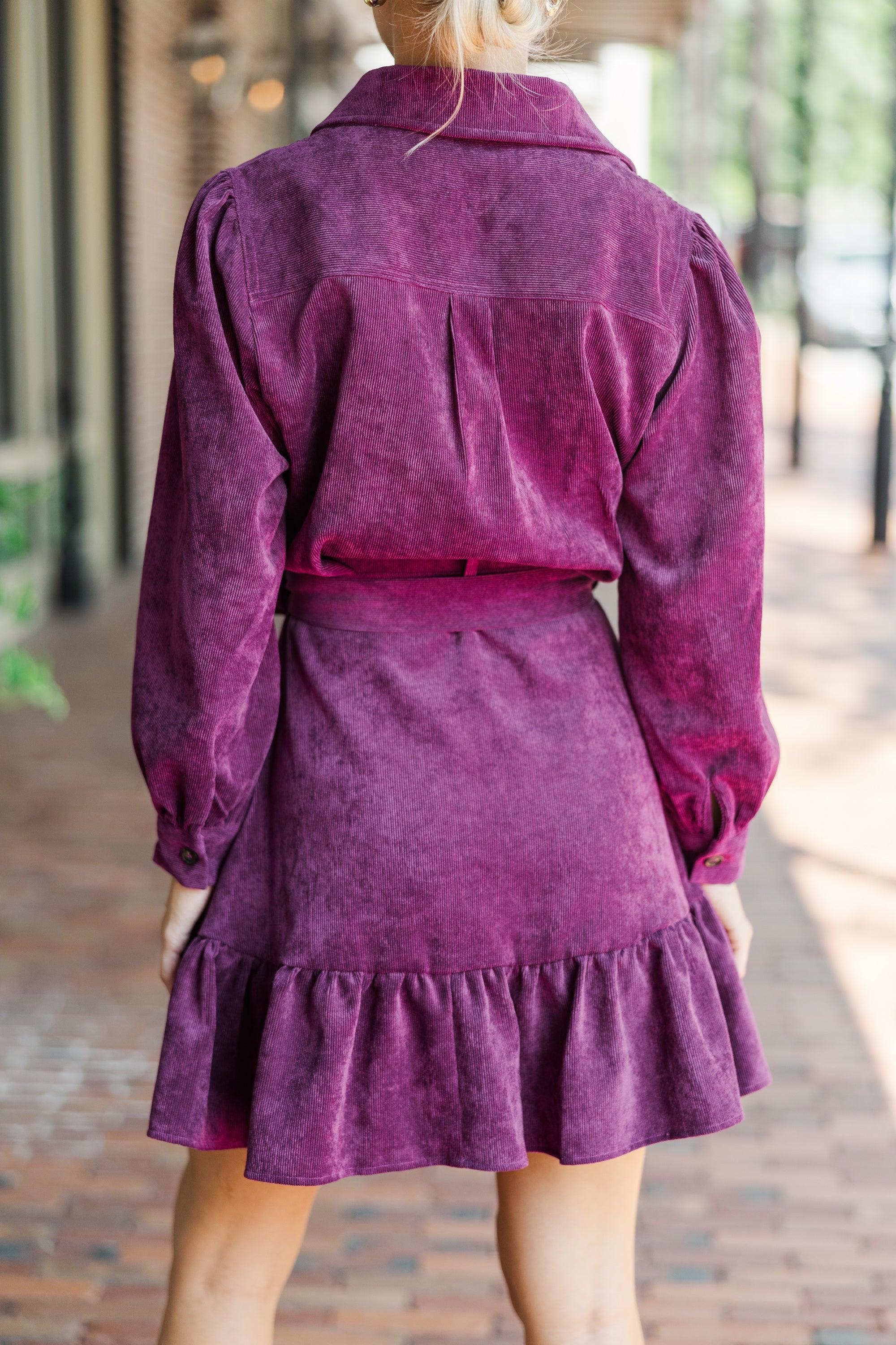 Hold My Hand Violet Purple Corduroy Dress Female Product Image