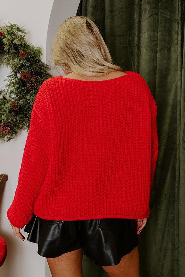 Cozy Cuddles Knit Cardigan in Red Product Image