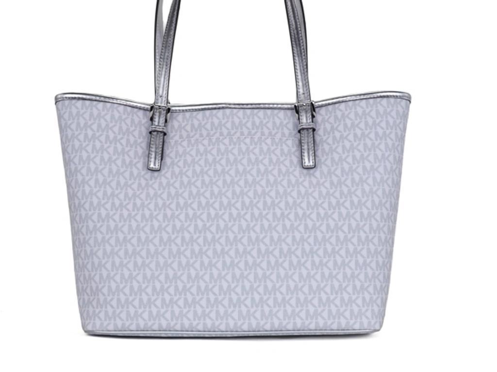 MICHAEL KORS Jet Set Girls Print Medium Signature Pvc Carryall Shoulder Tote Handbag (bright Women's Multi) In White Product Image