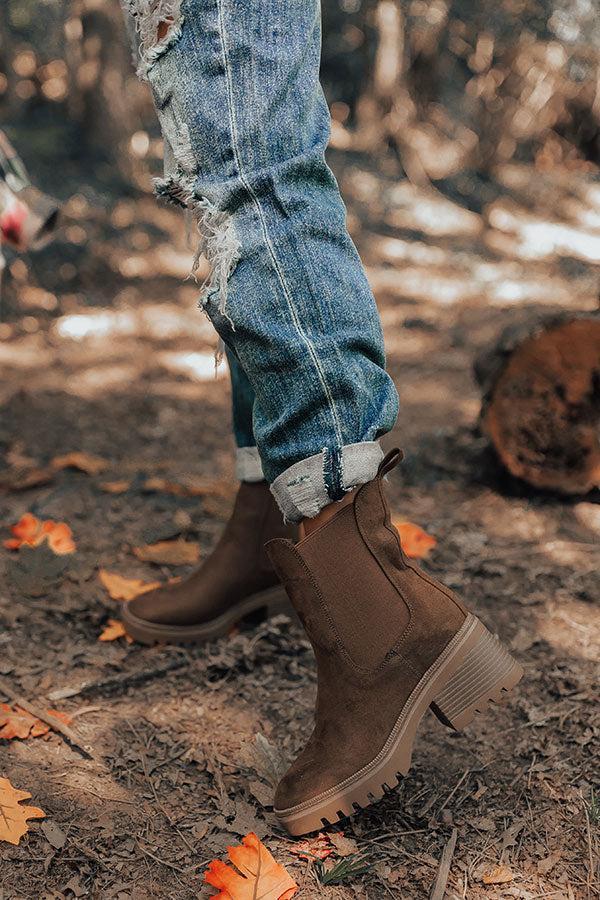 The Parke Faux Suede Boot in Brown Product Image