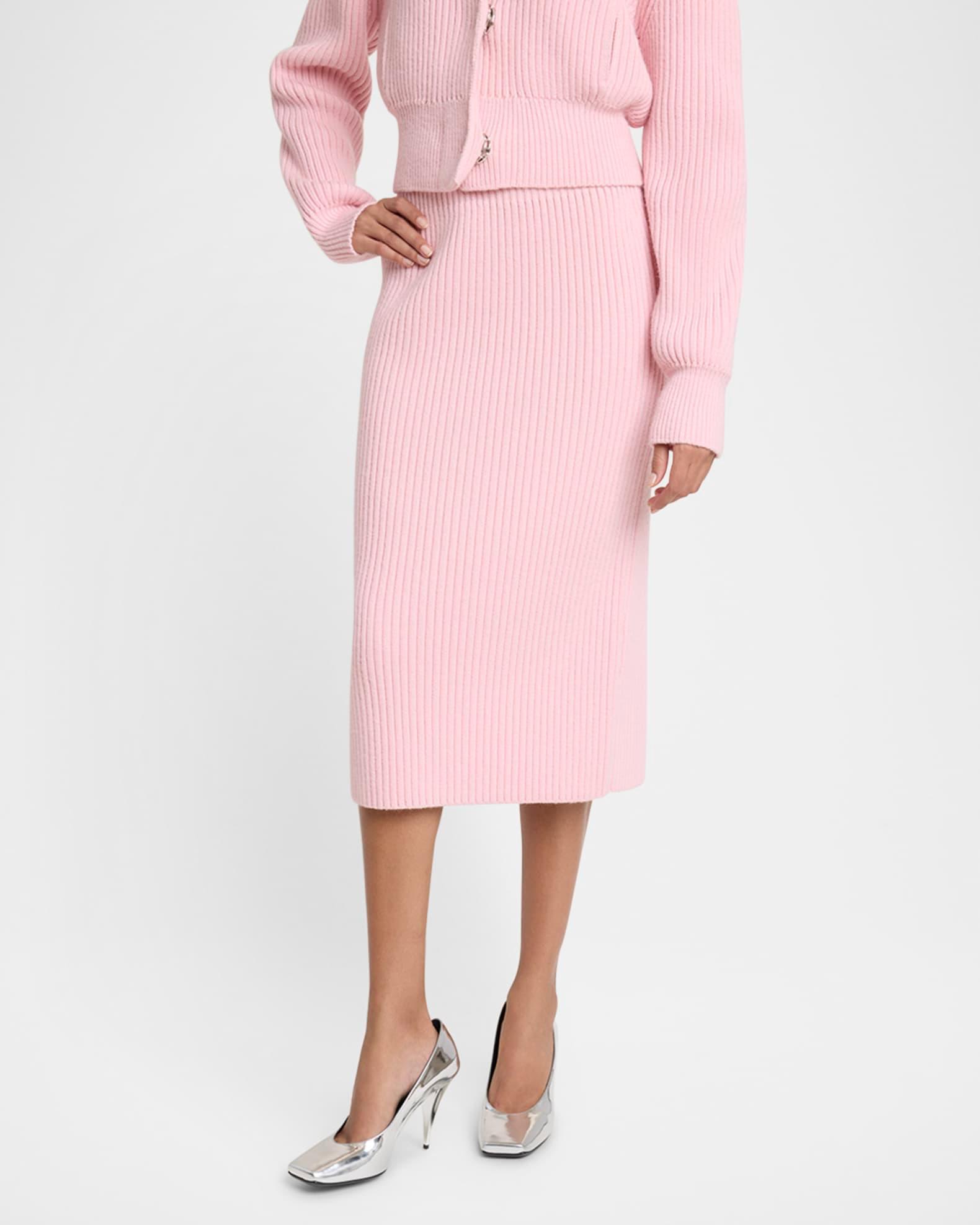 Ribbed Knit Midi Skirt Product Image