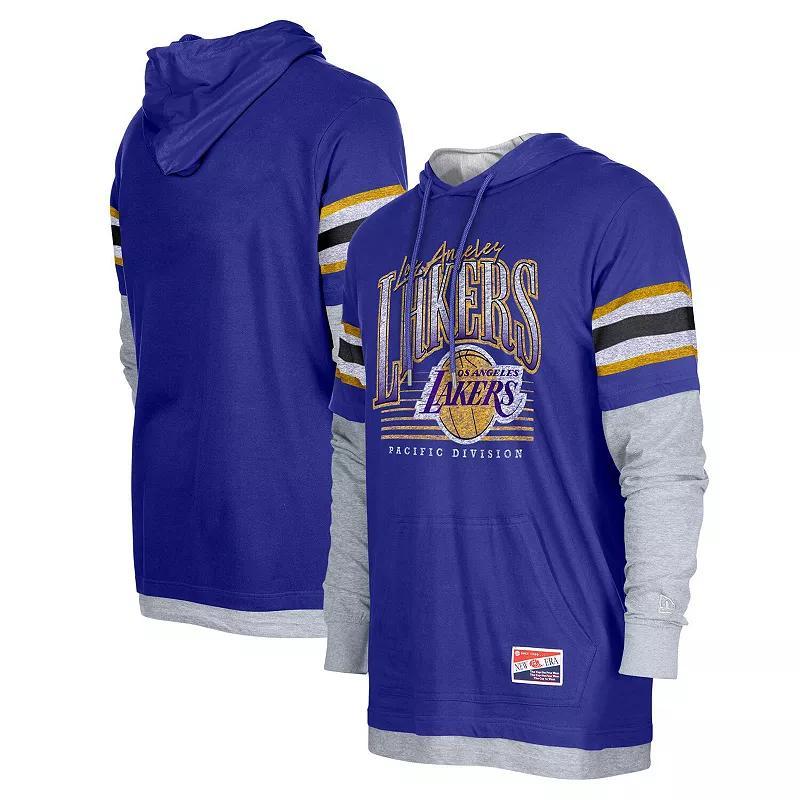 Mens New Era Los Angeles Lakers Layered Long Sleeve Hoodie T-Shirt Product Image