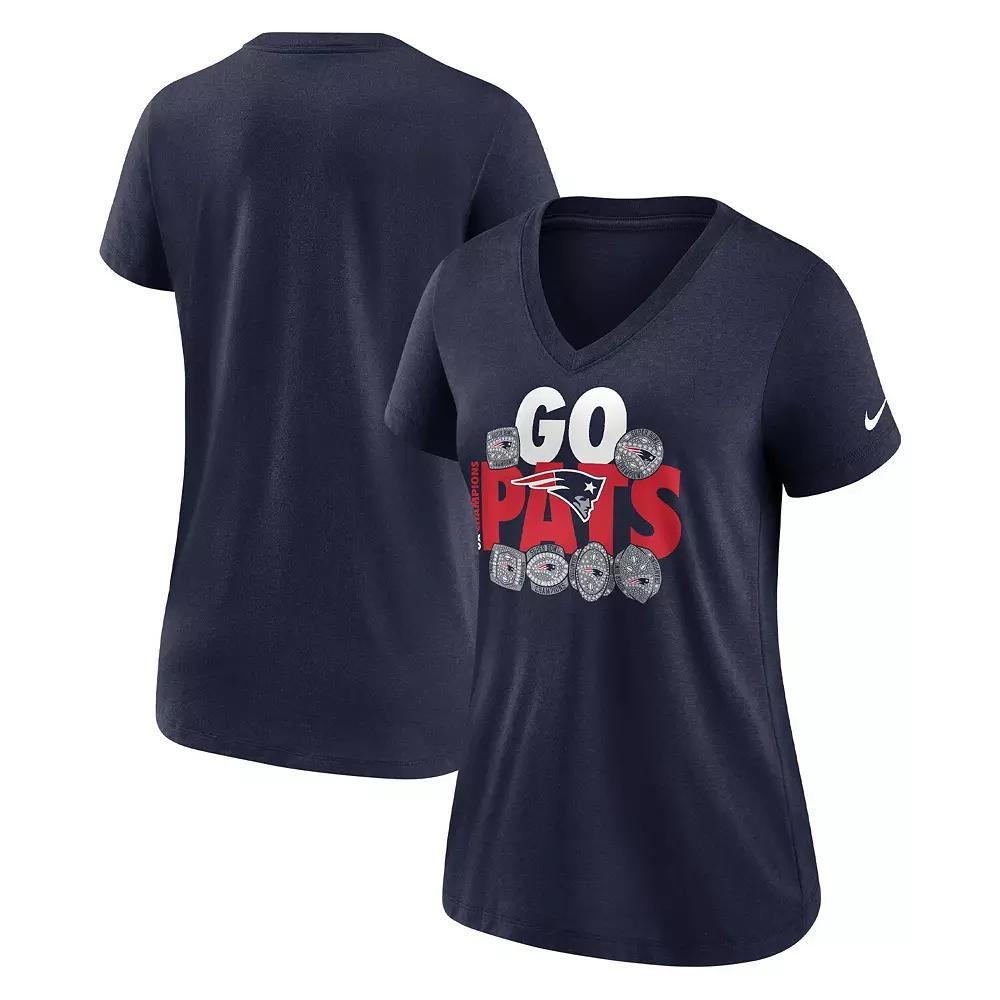 Women's Nike Navy New England Patriots Hometown Collection Tri-Blend V-Neck T-Shirt,  Product Image