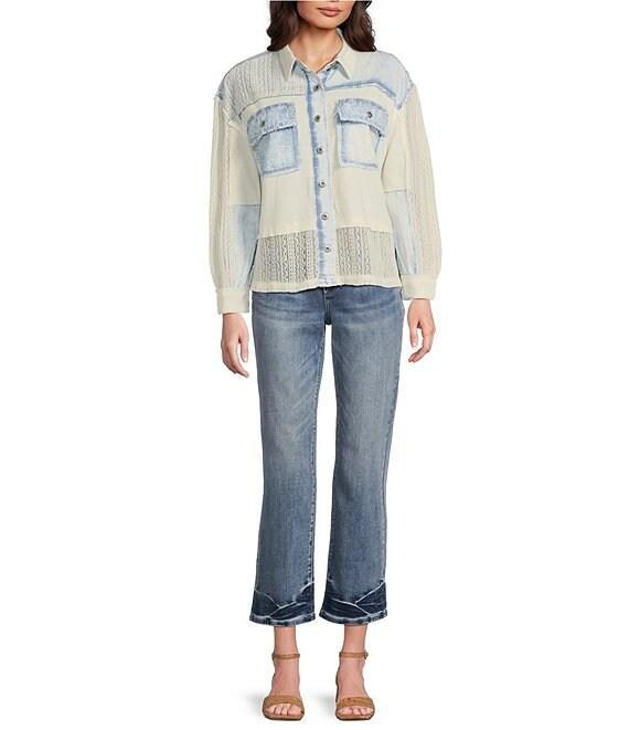 Tru Luxe Jeans Point Collar Long Sleeve Shirt Product Image