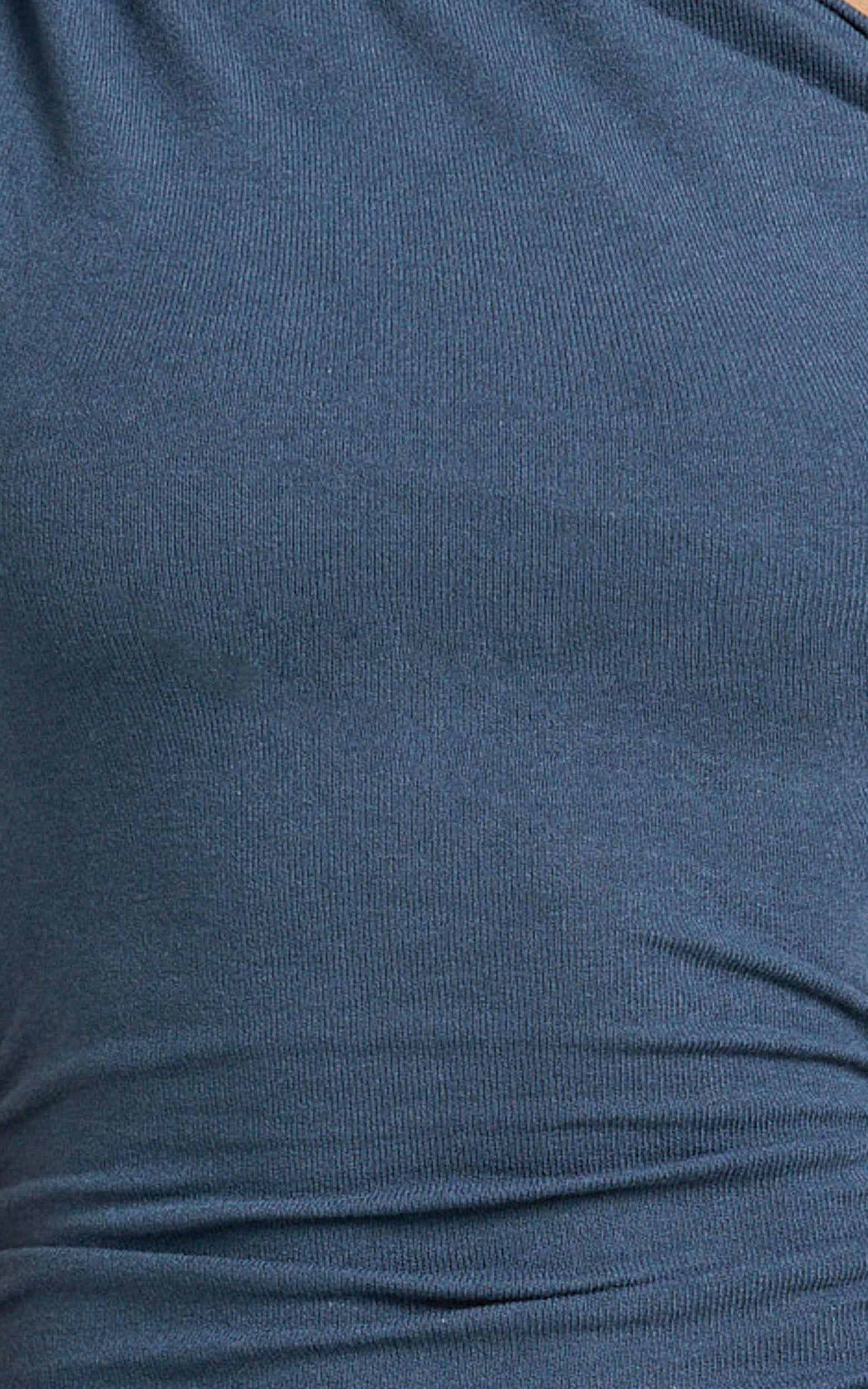 Yvonne Maxi Dress - Jersey Tip Shoulder Ruched Dress in Navy Product Image