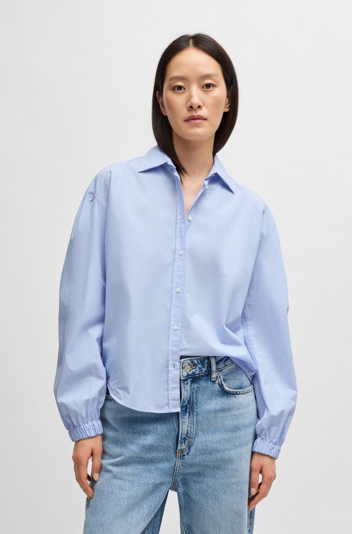 Regular-fit blouse in striped cotton poplin Product Image