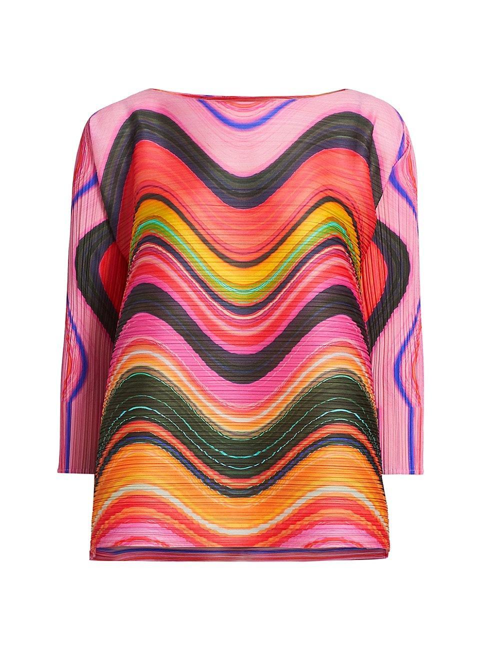 Womens Warp Pleated Striped Top Product Image