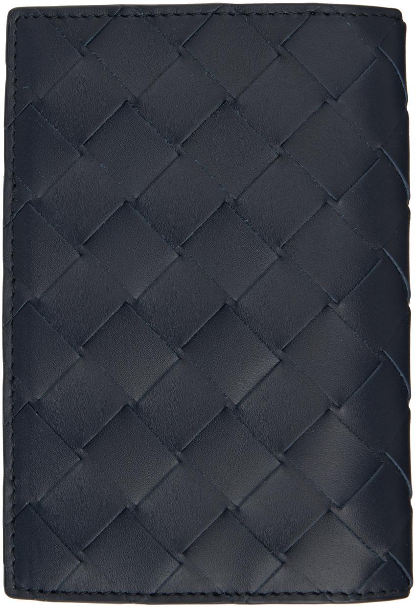 BOTTEGA VENETA Navy Intrecciato Passport Holder In Space/new Sauge Product Image