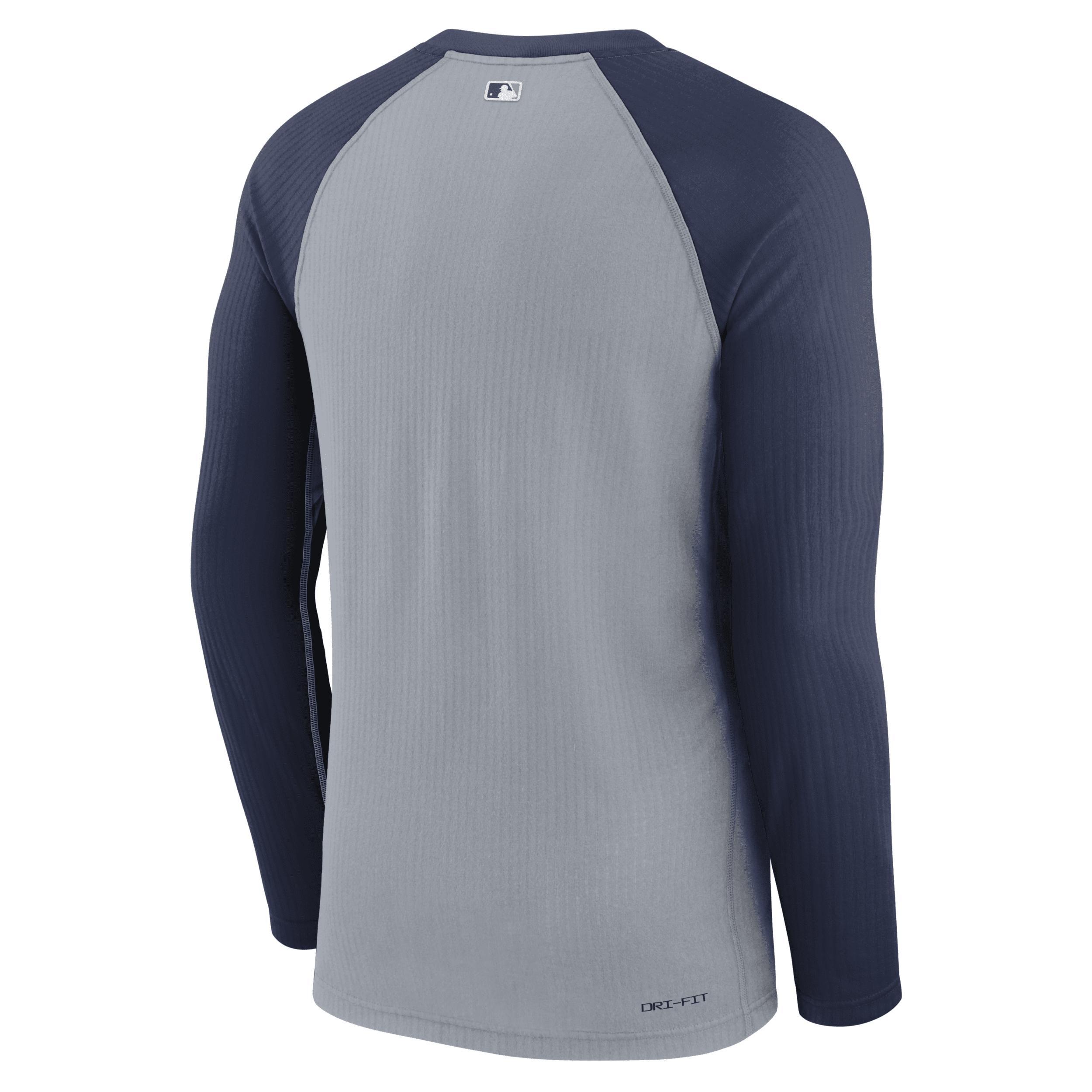 NIKE Men's  Gray Milwaukee Brewers Authentic Collection Game Raglan Performance Long Sleeve T-shirt Product Image