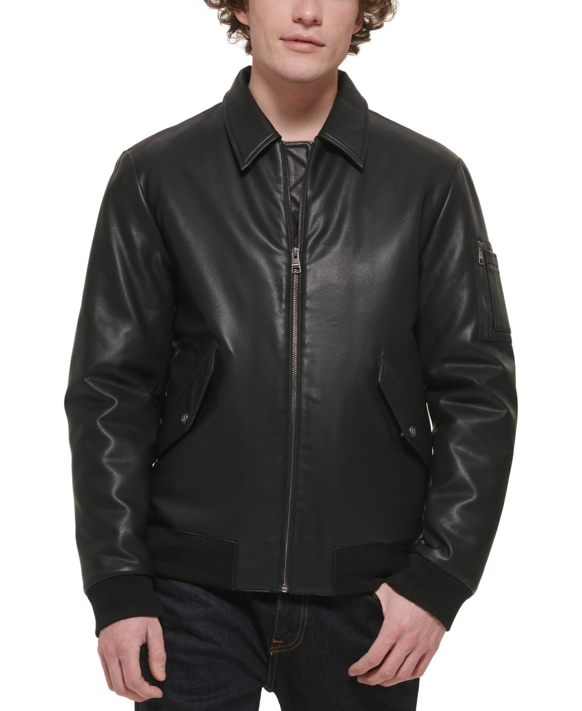 Tommy Hilfiger Mens Faux-Leather Bomber Jacket Product Image