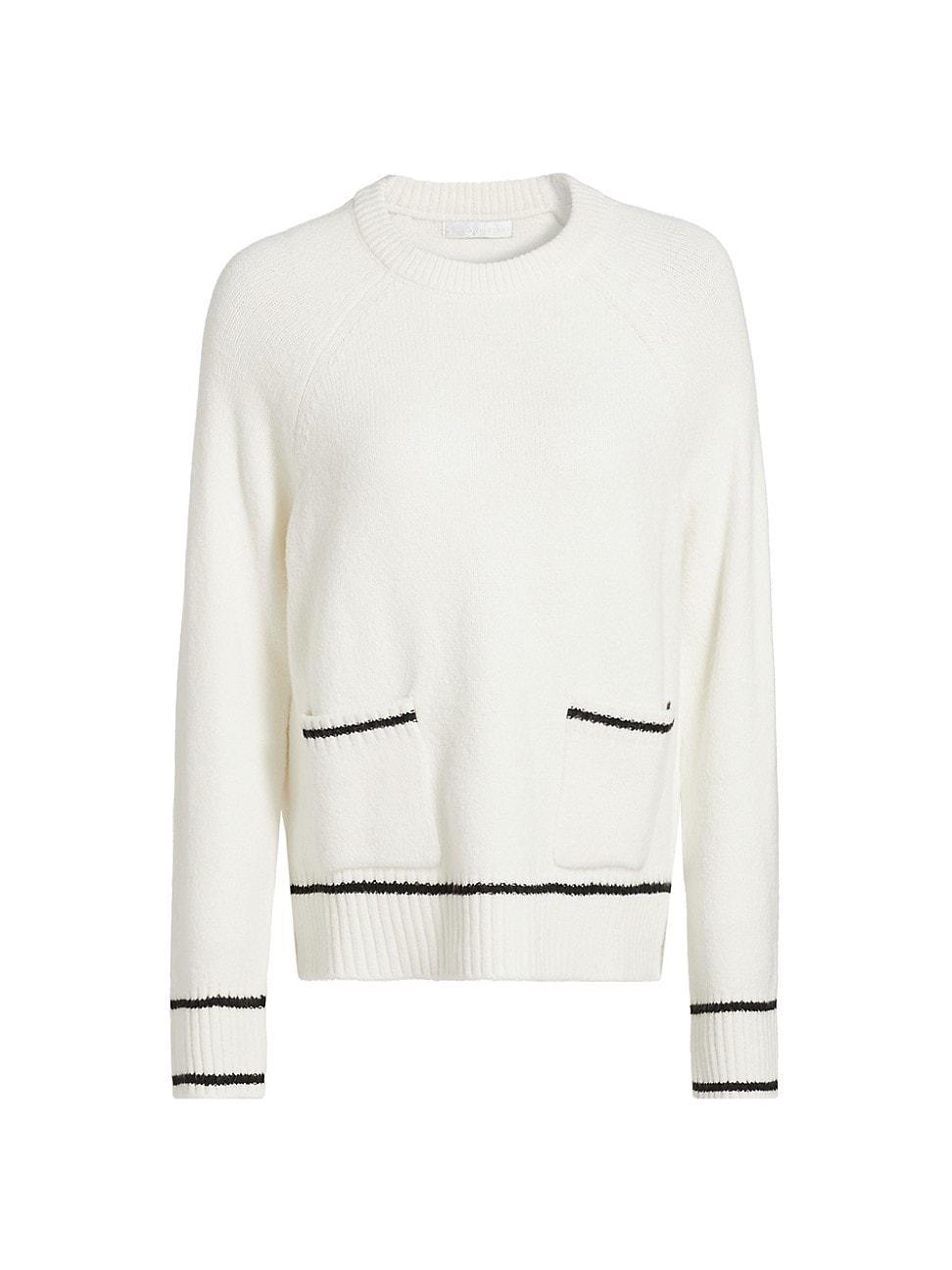 Womens Contrast-Trim Crewneck Sweater Product Image