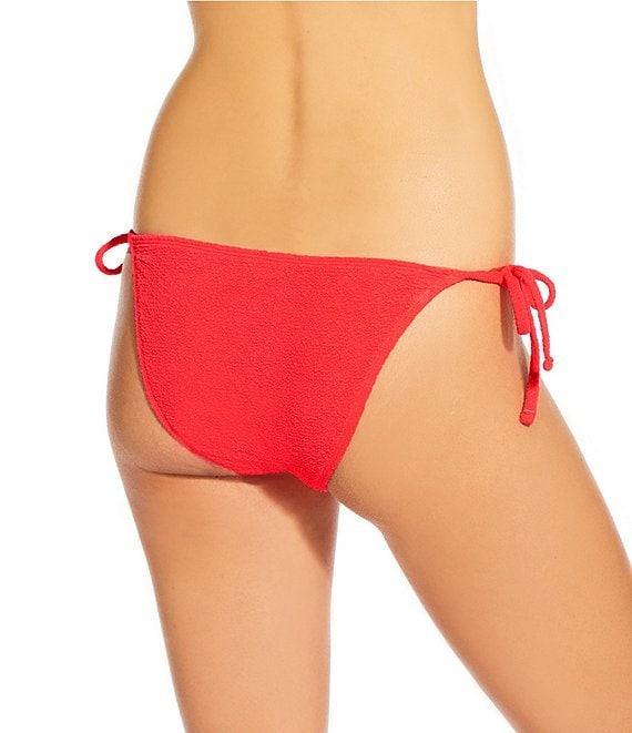 GB Solid Scrunchie Textured Lettuce Edge Tie Side Hipster Swim Bottom Product Image