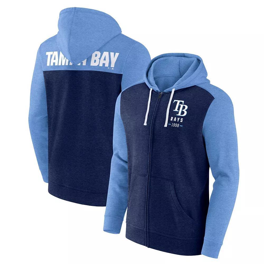 Men's Fanatics Heathered Navy/Heathered Light Blue Tampa Bay Rays Blown Away Full-Zip Hoodie,  Product Image