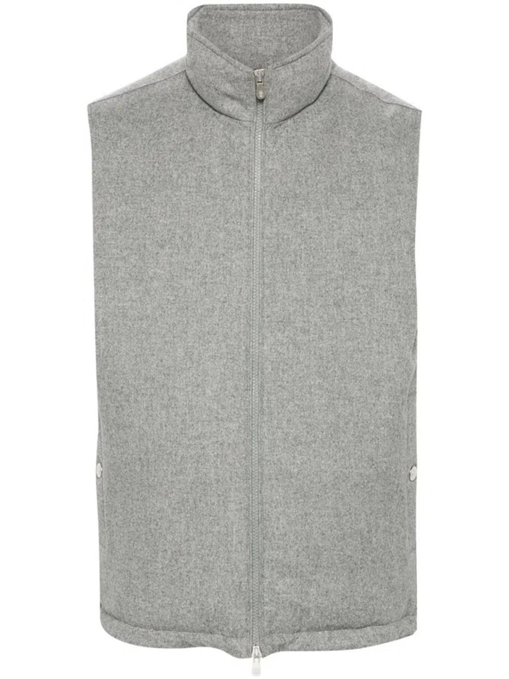 BRUNELLO CUCINELLI Light Grey Wool Down Vest Product Image