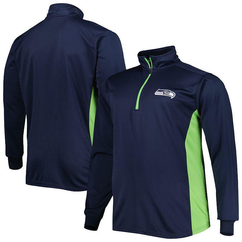 Men's College Navy Seattle Seahawks Big & Tall Quarter-Zip Top, Size: 4XB, Blue Product Image