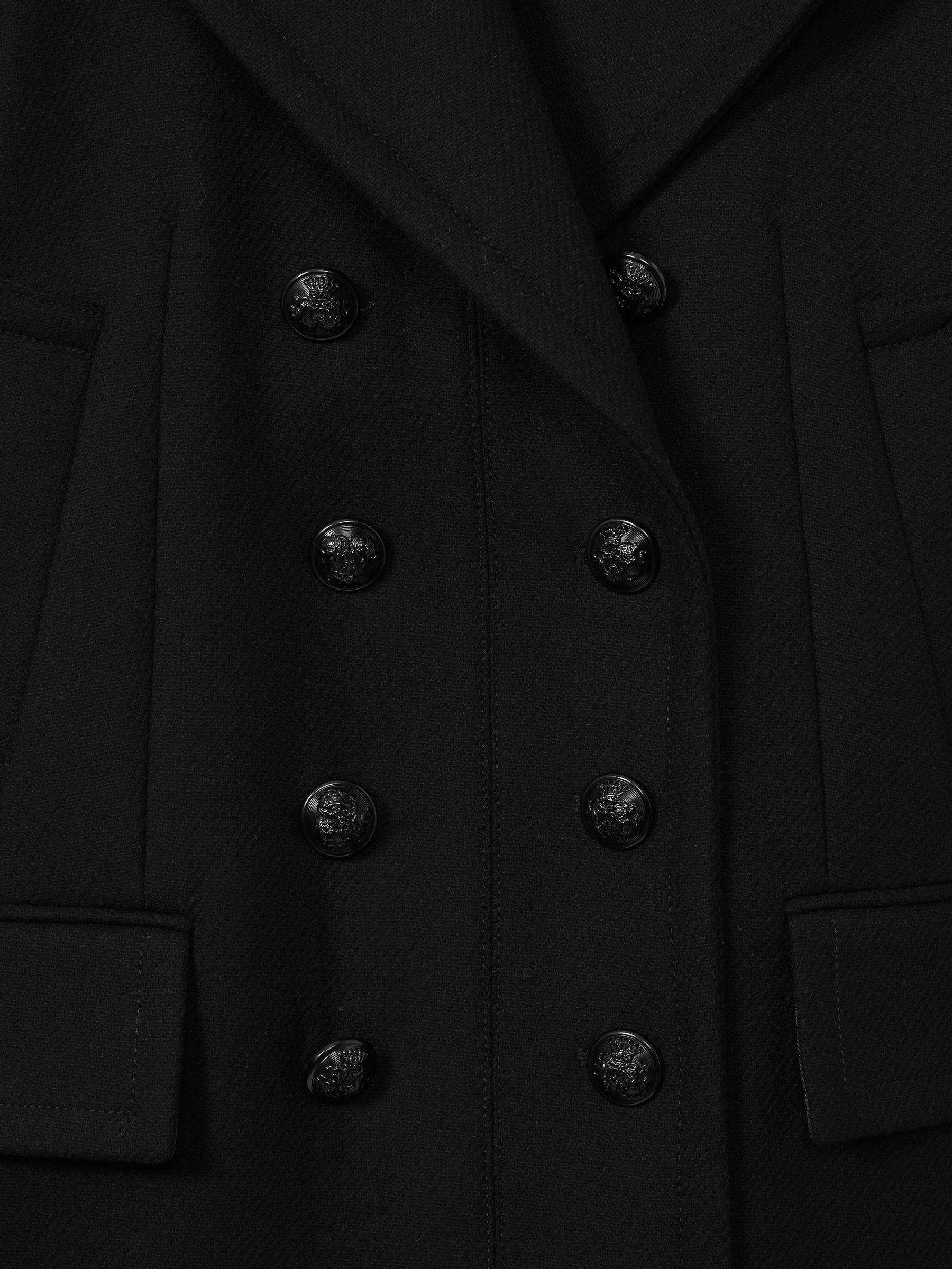 Wool Blend Double Breasted Pea Coat in Black Product Image