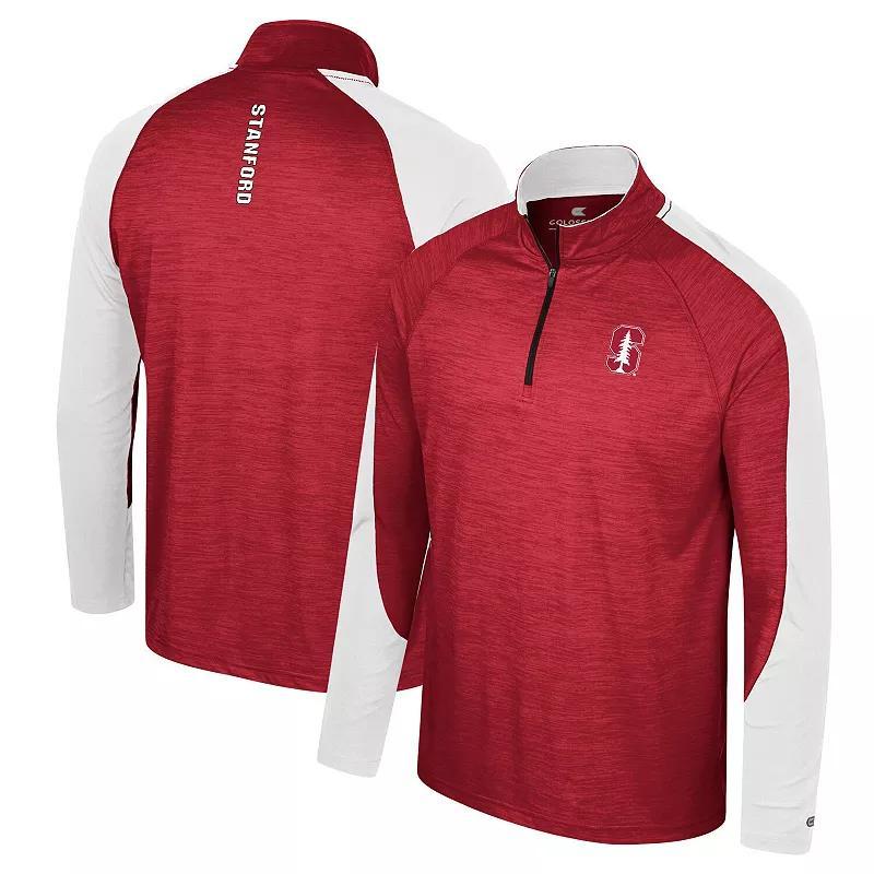Men's Colosseum Crimson Oklahoma Sooners Langmore Raglan Quarter-Zip Top,  Product Image
