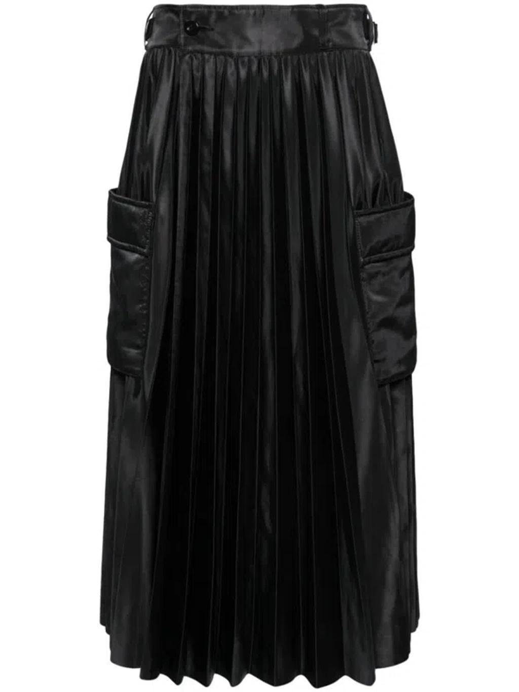 SACAI Pleated Cargo Midi Skirt In Black Product Image