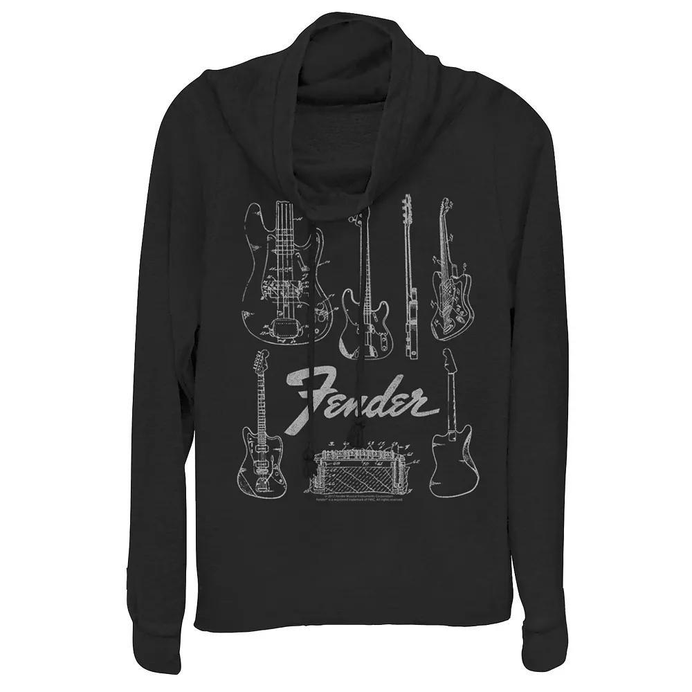 Juniors' Fender Guitars & Amp Cowlneck Graphic Lightweight Long Sleeve, Girl's,  Product Image