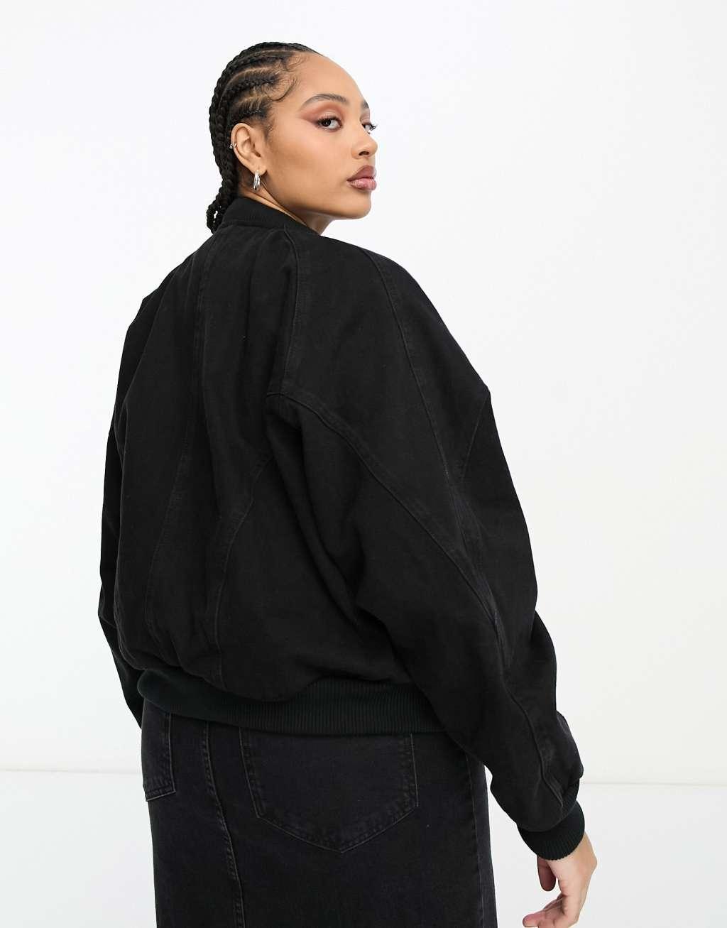 ASOS DESIGN Curve denim bomber jacket Product Image