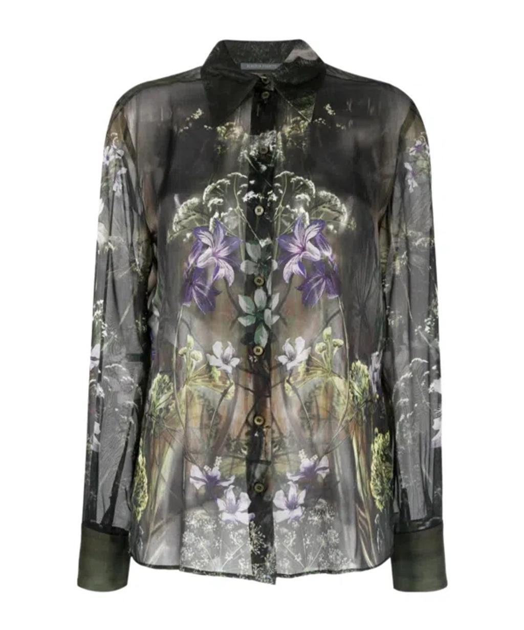 ALBERTA FERRETTI Floral-print Silk Shirt In Black Product Image