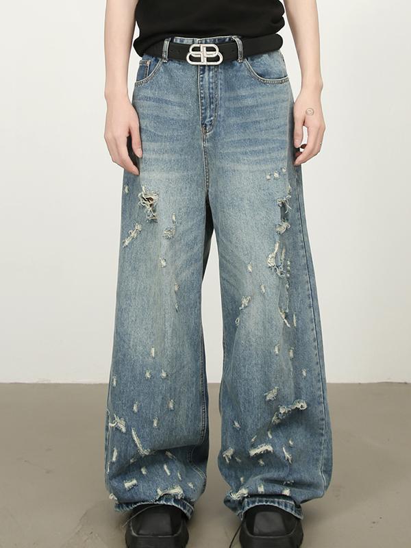 Men's Ripped Loose Jeans Product Image