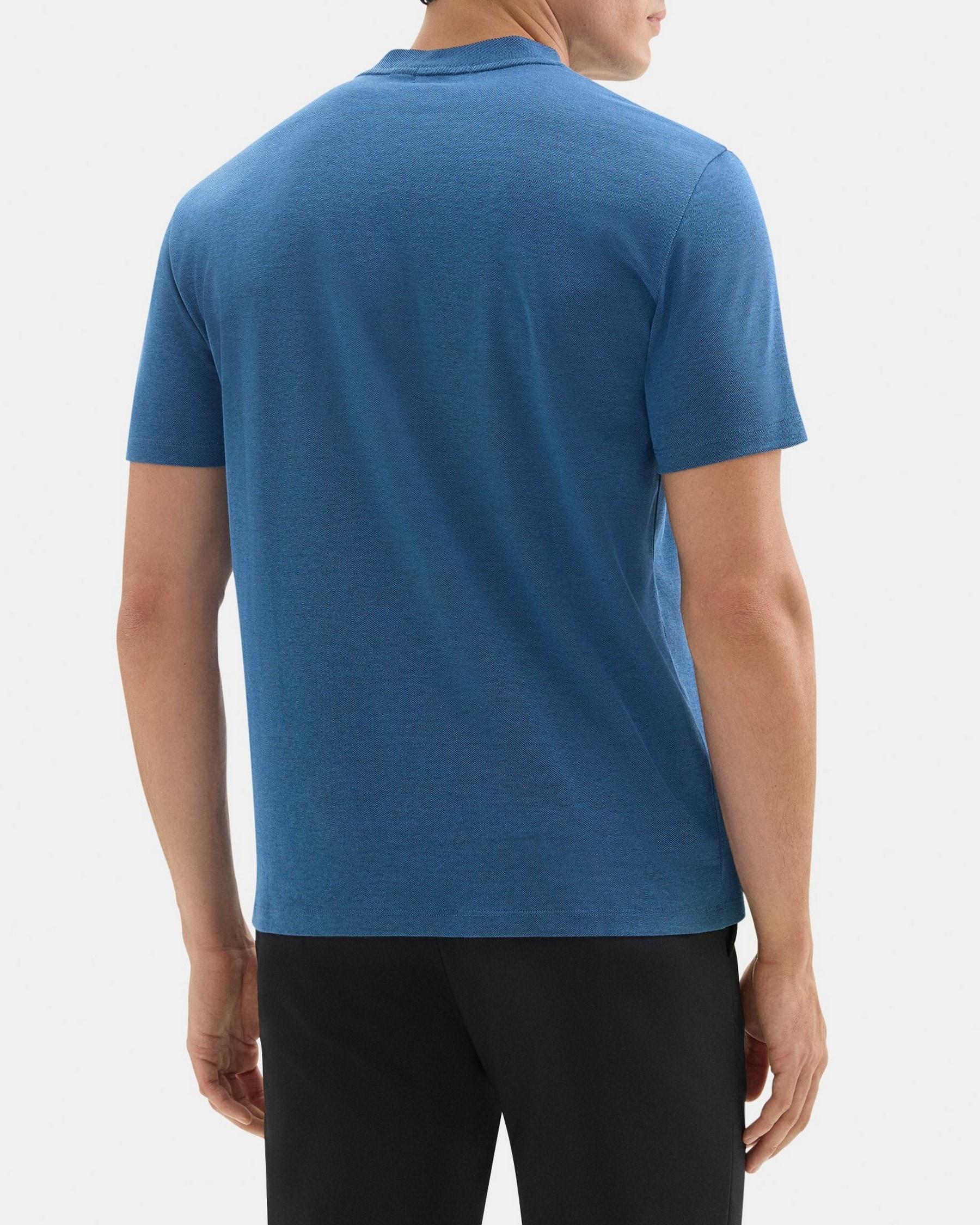 Short-Sleeve Henley Tee in Piqué Cotton Product Image