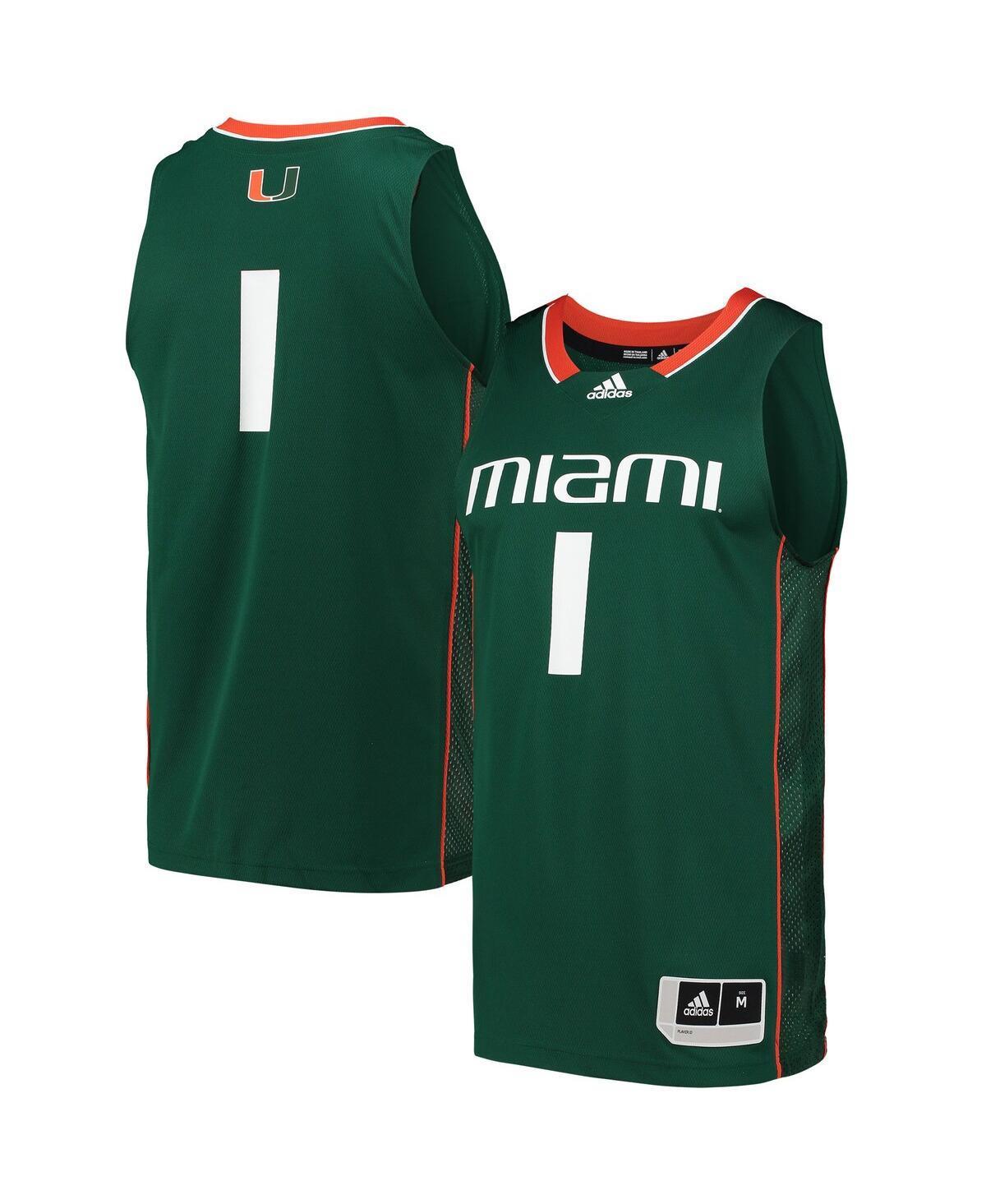 Men's adidas #1 White Miami Hurricanes Team Swingman Basketball Jersey, Size: 2XL Product Image