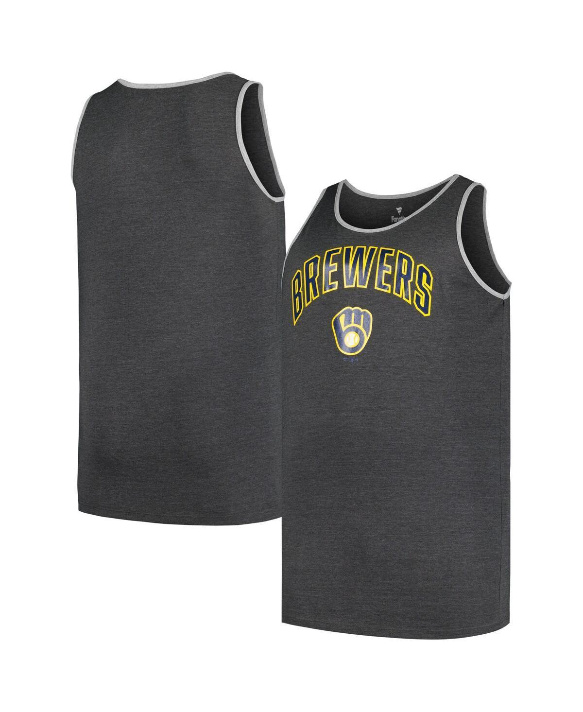 Mens Profile Heather Charcoal Milwaukee Brewers Big & Tall Arch Over Logo Tank Top Product Image