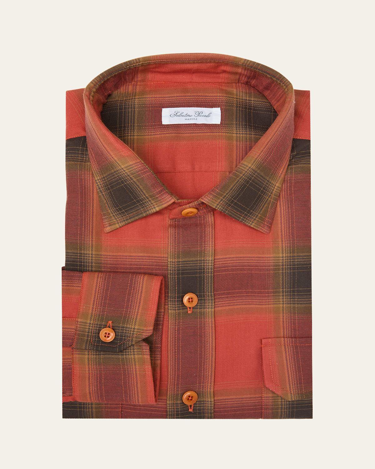 Mens Cotton Plaid Casual Button-Down Shirt Product Image