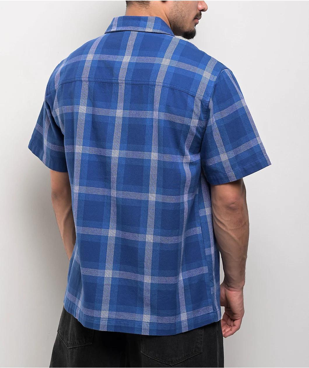 Empyre Glen Shadow Plaid Blue Button Up Shirt Product Image