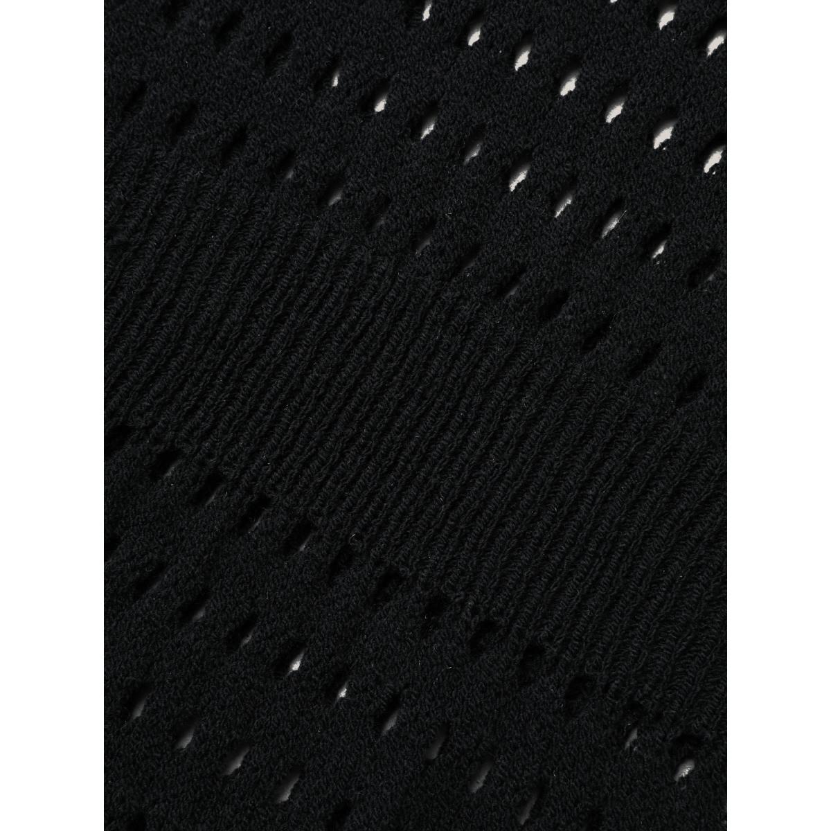 Plus Size Cut-Out Waist-Cinched Button Swim Cover-Up Women's Swimwear Black Resort Loose Cut-Out Curve Swim Cover Ups BloomChic 26/4X Product Image