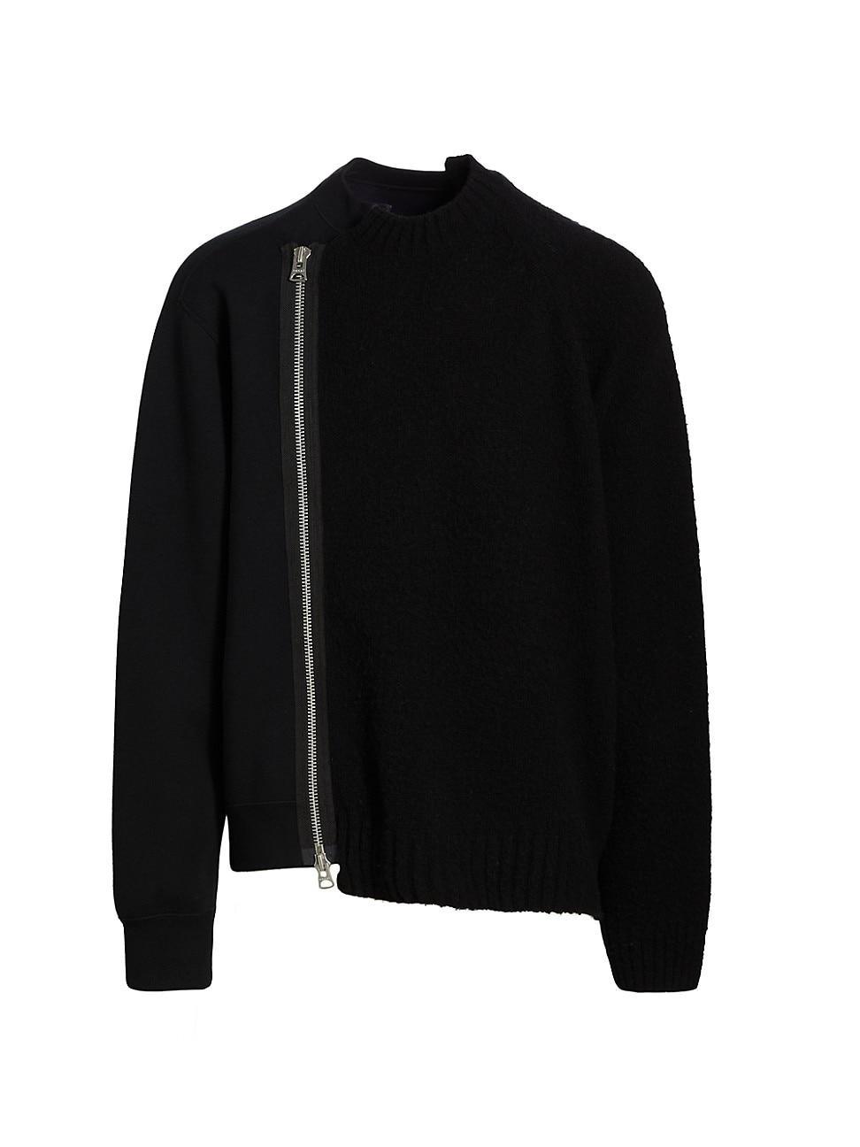 Mens Asymmetric Zip Knit Sweater Product Image