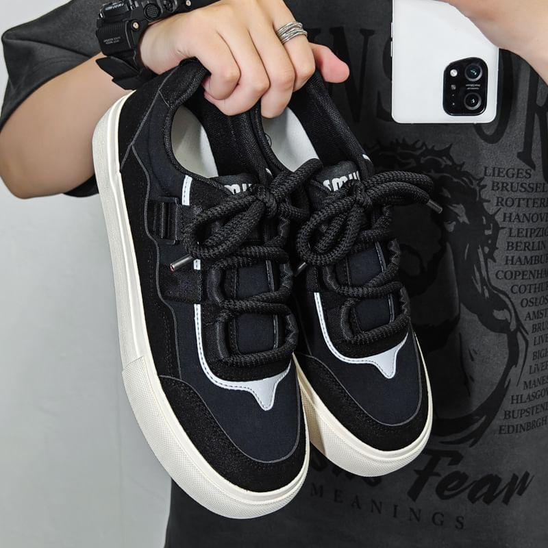 Color Block Lace-Up Sneakers Product Image