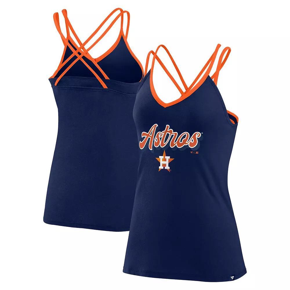 Women's Fanatics Branded Navy Houston Astros Go For It Strappy V-Neck Tank Top,  Product Image