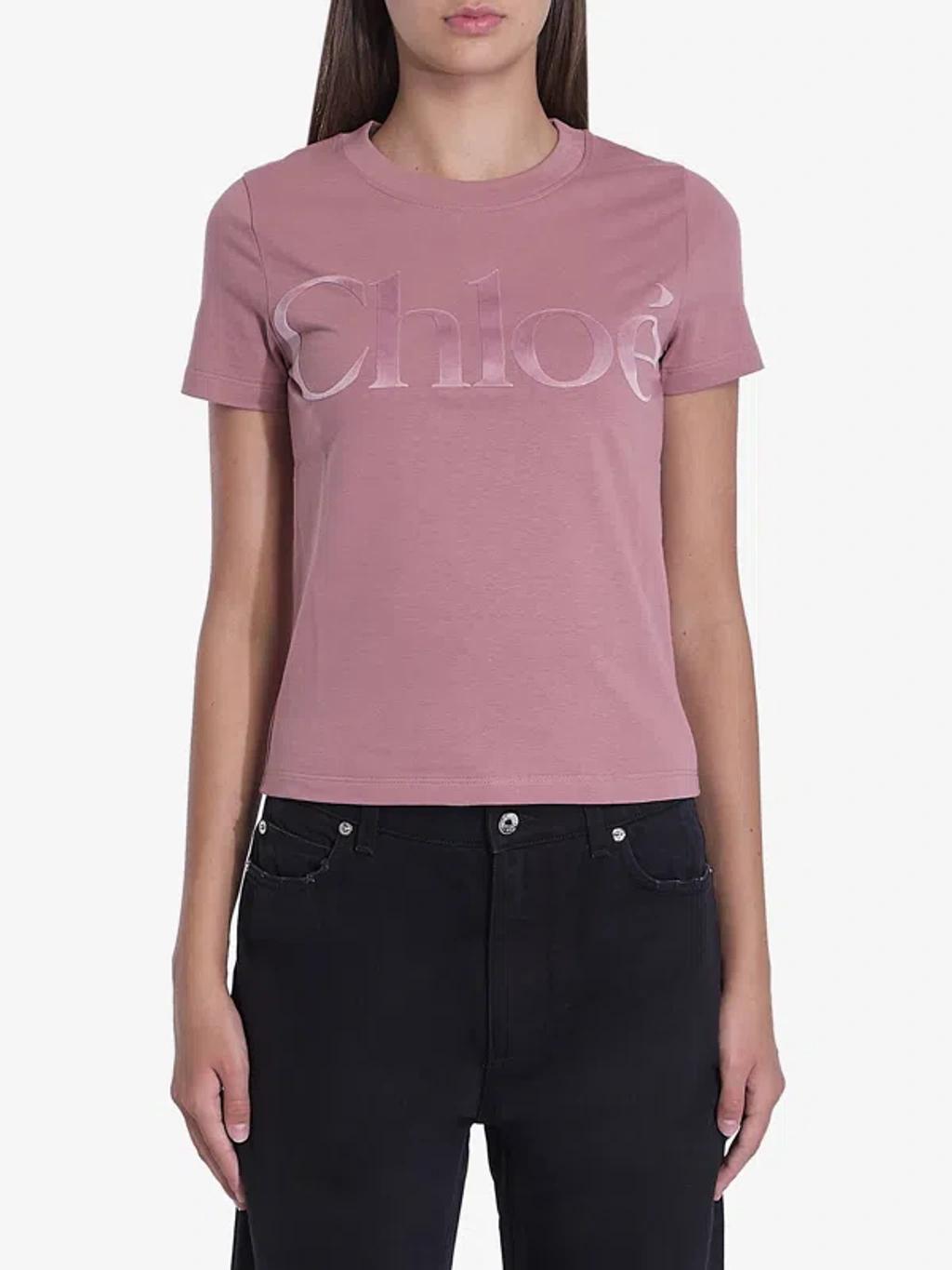 CHLOÉ Logo Tshirt In Pink Product Image