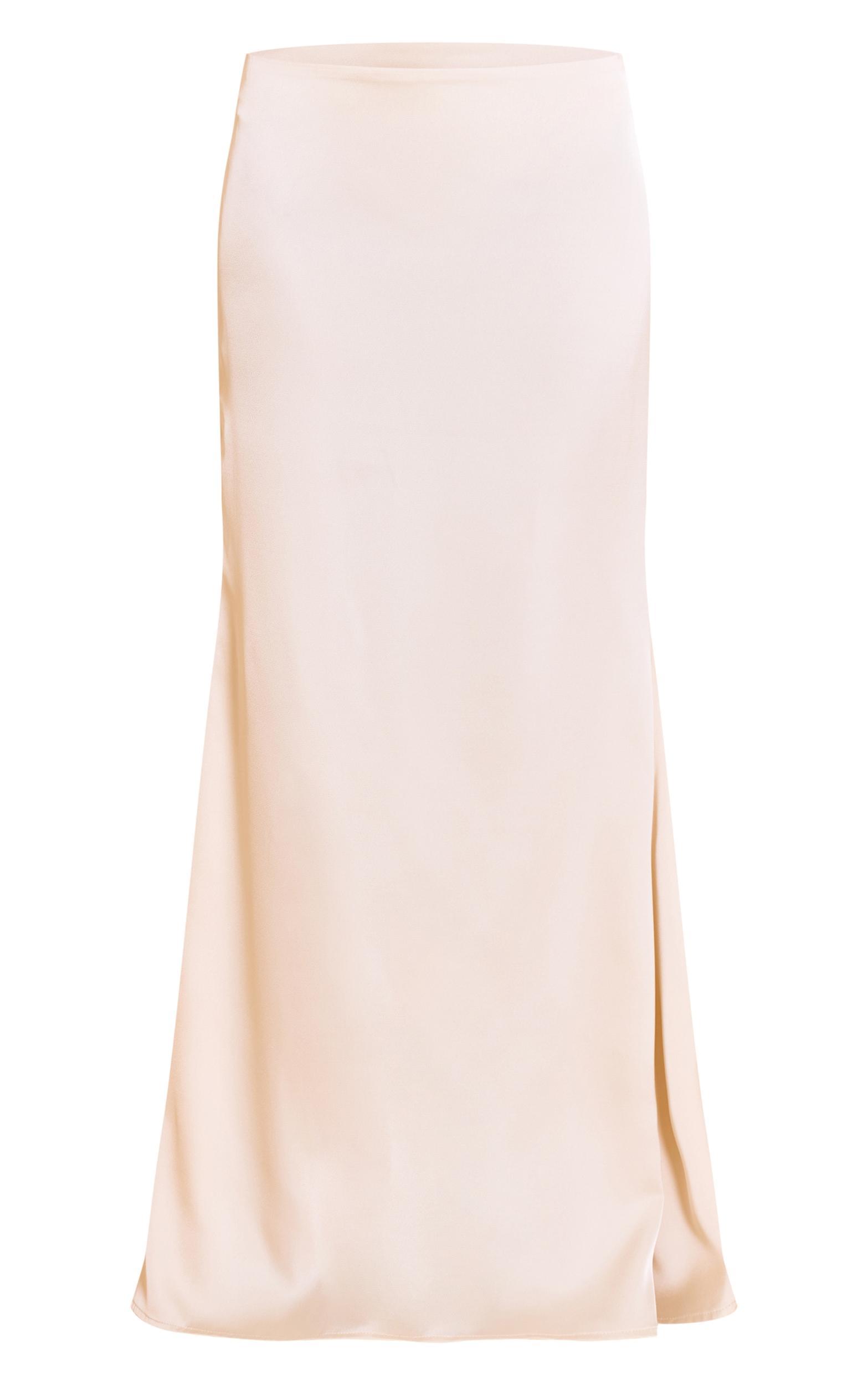 Cream Satin Floaty Maxi Skirt Product Image