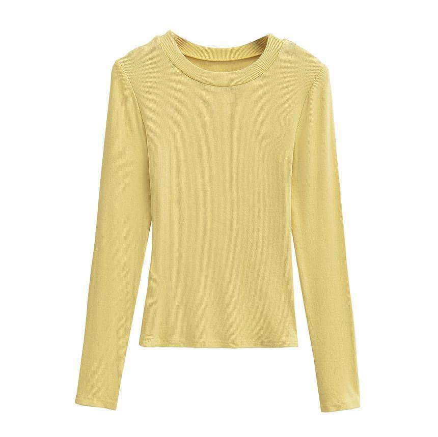 Long-Sleeve Crewneck Plain Tee Product Image