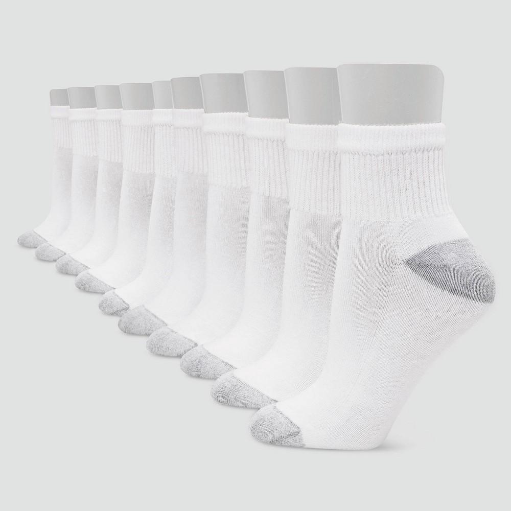 Hanes Womens Athletic Ankle Socks, Full Sole Cushion, 10-Pairs Black 5-9 Product Image