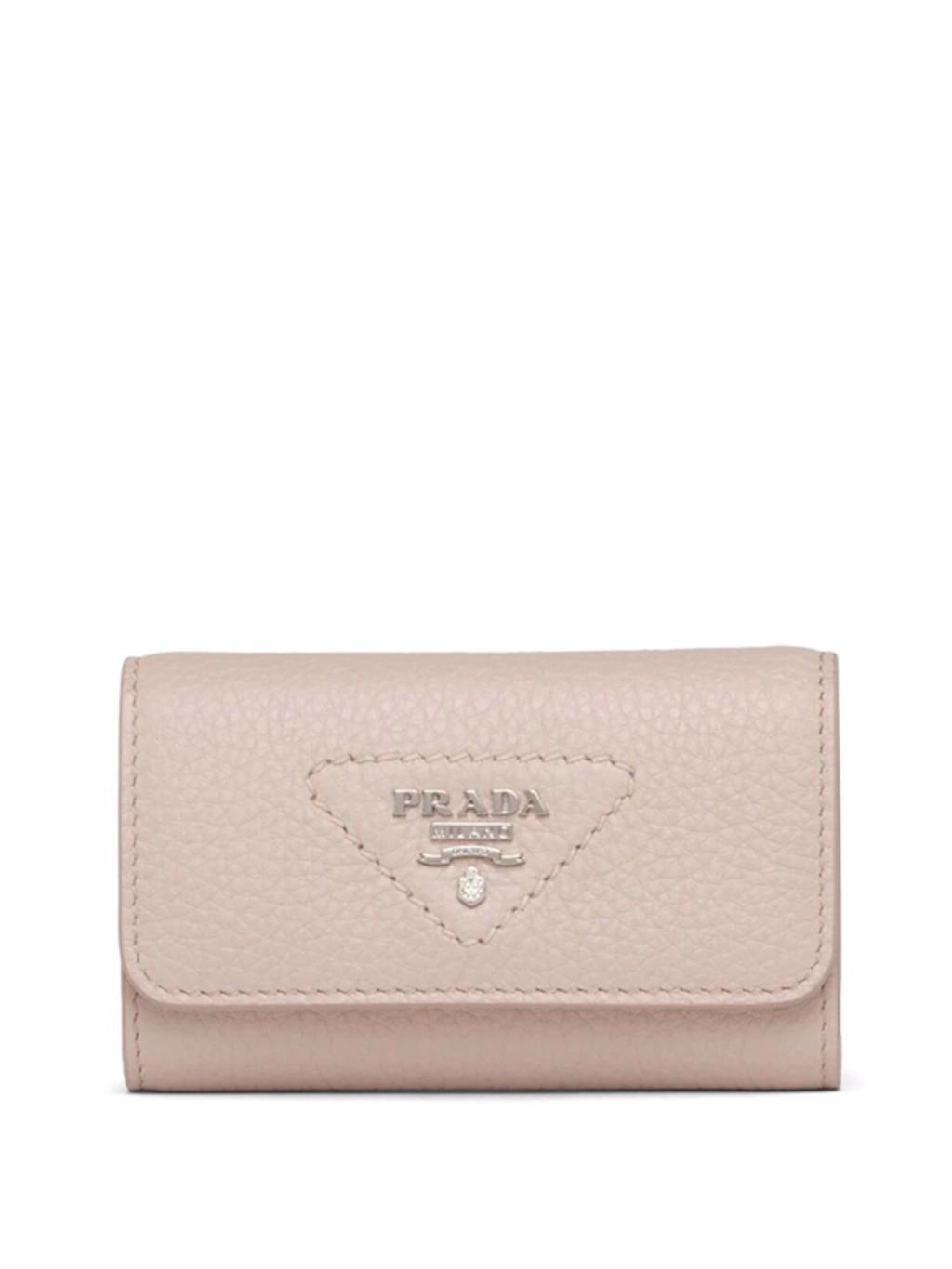 PRADA Saffiano Leather Key Case In Neutrals Product Image