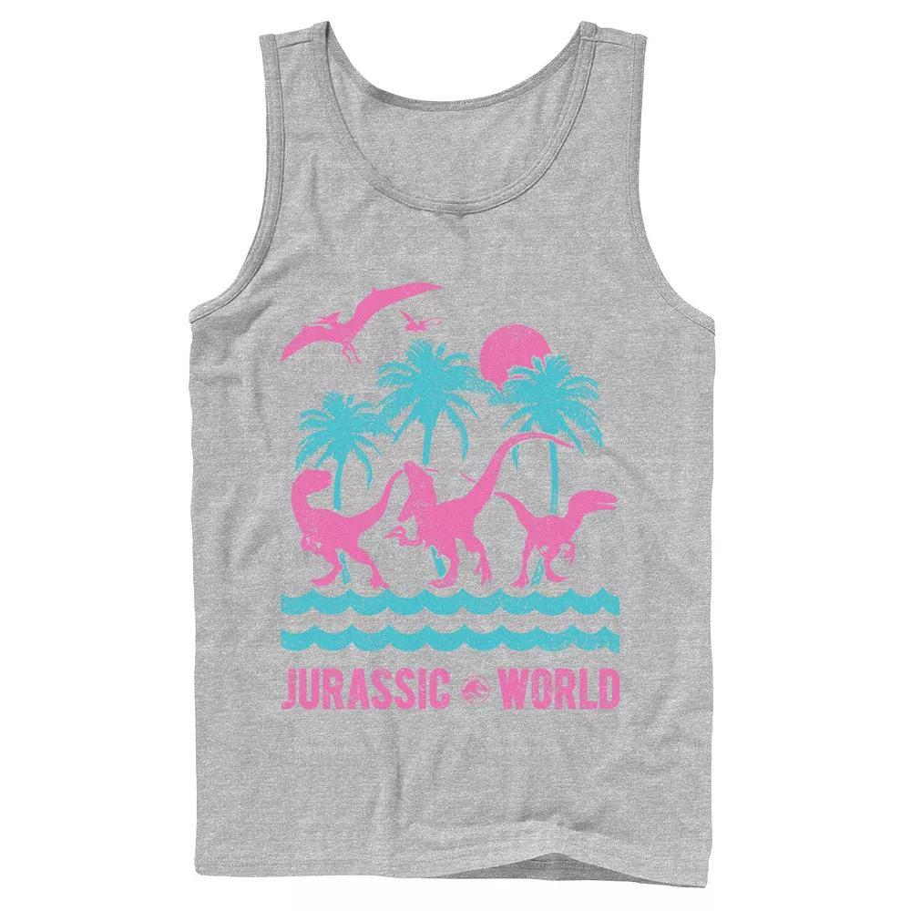 Men's Jurassic World Two Dinosaur Beach Retro Tank Top,  Product Image