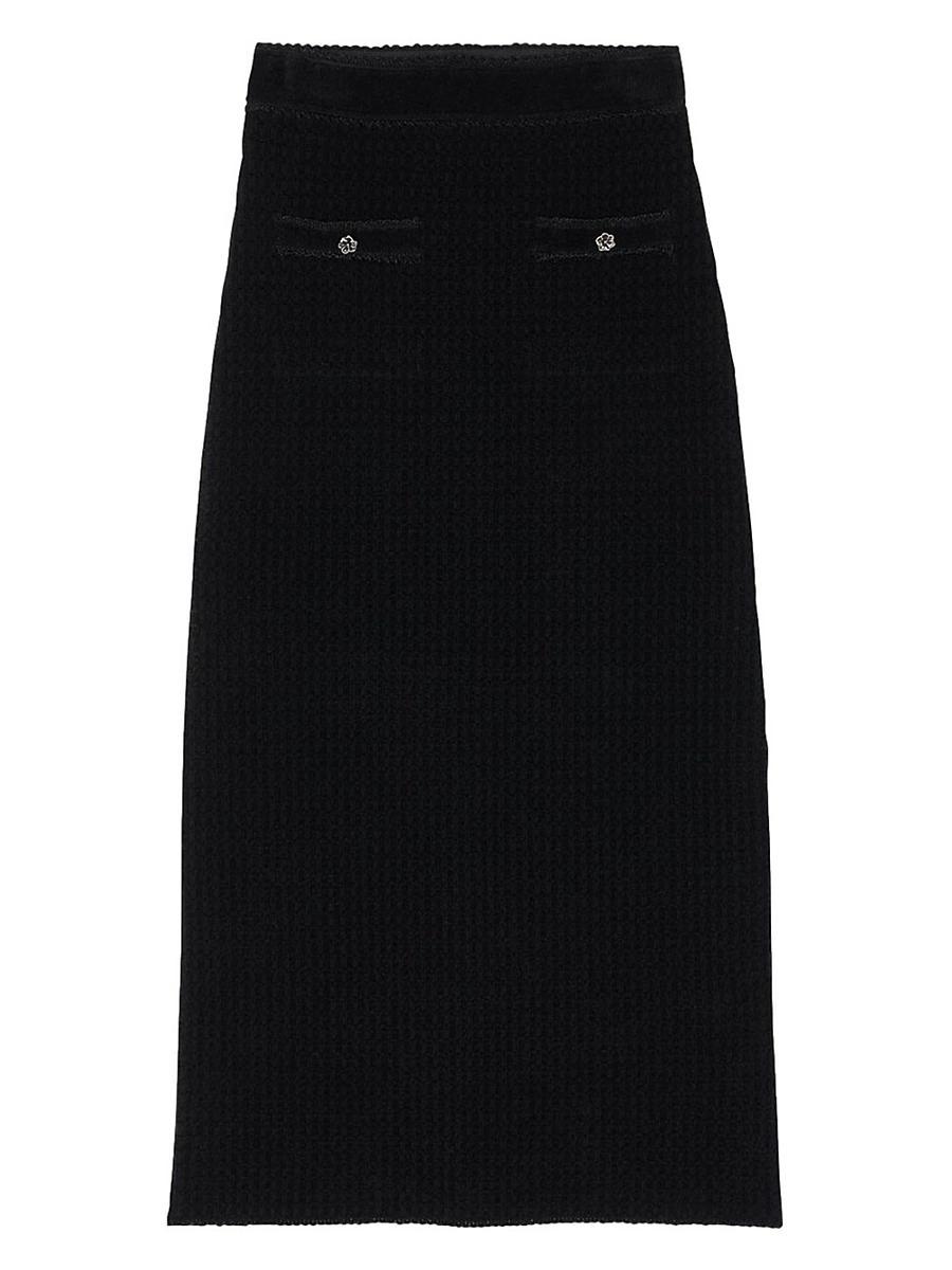 Womens Velvet Knit Midi Skirt Product Image