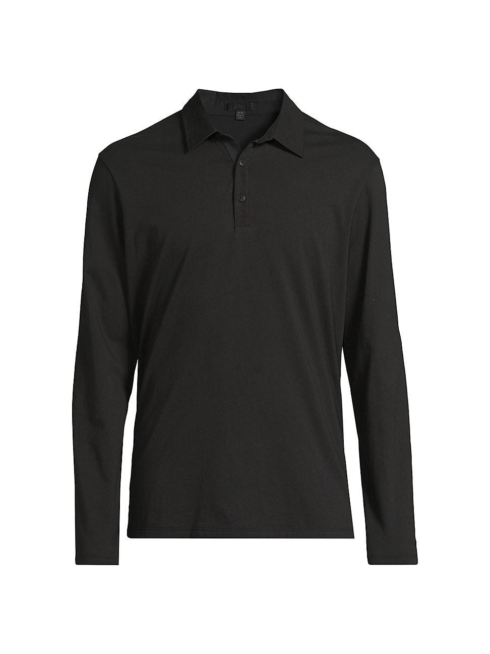 Mens Heavyweight Jersey Long-Sleeve Polo Shirt Product Image