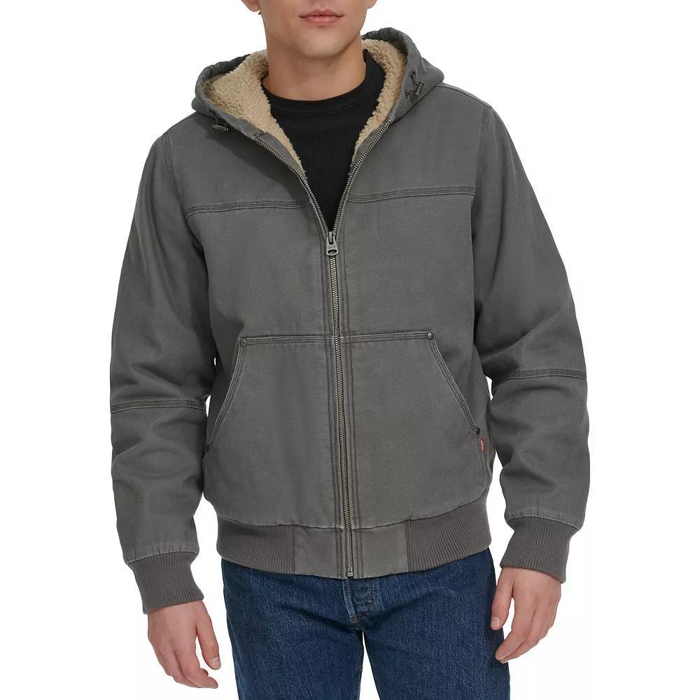 Mens Levis Canvas Workwear Sherpa-Lined Hooded Bomber Product Image