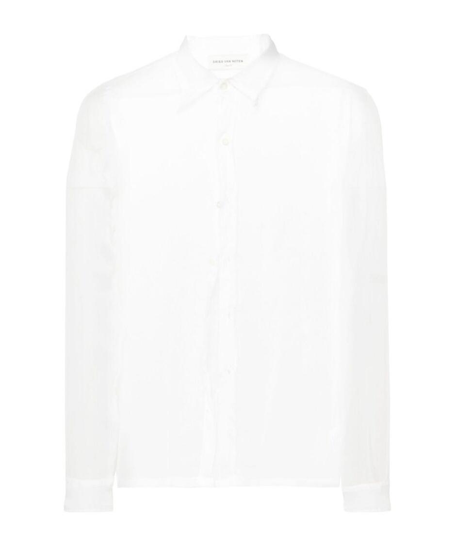 DRIES VAN NOTEN Silk Chiffon Shirt In White Product Image