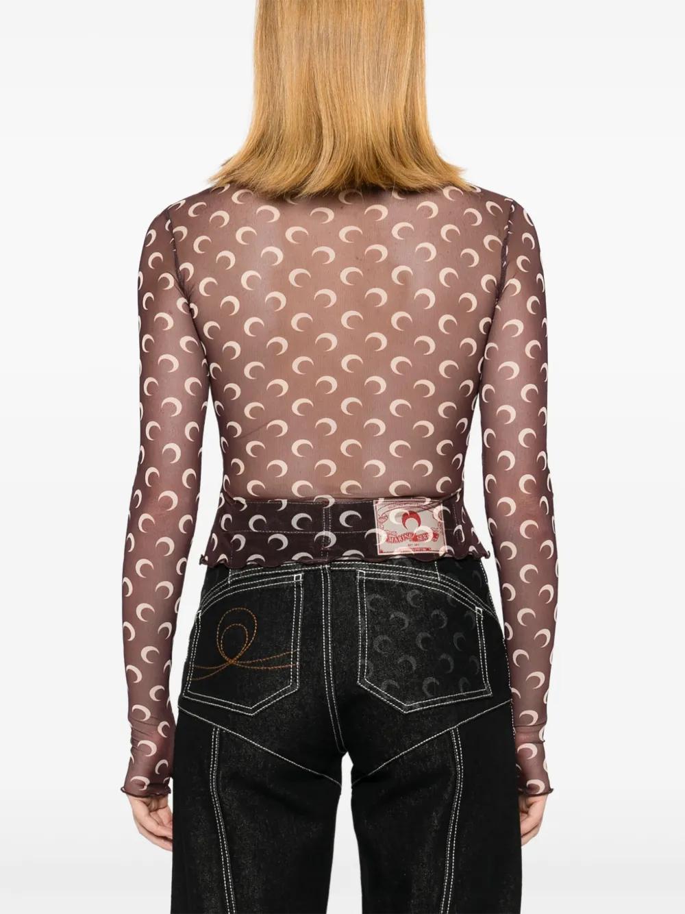 Moon-print mesh crop top Product Image